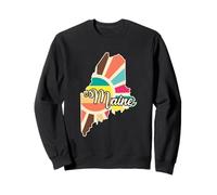 Maine State Pride Retro Colorful Outline Design Sweatshirt
