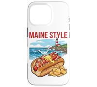 Maine Style Rolled Lobster & Coastal Lighthouse Graphic Case for iPhone 16 Pro