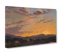 Maine Sunset By Frederic Edwin Church Classic Painting Canvas Wall Art Print Ready to Hang, Framed Picture for Living Room Bedroom Home Office Décor, 20x14 Inch (50x35 cm)