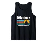 Maine The Pine Tree State Sunset Illustration Tank Top