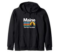 Maine The Pine Tree State Sunset Illustration Zip Hoodie
