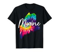 Maine Tie Dye State Map Pride Hippie Vintage Value Graphic T-Shirt, Men, Black, XL