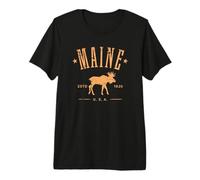 Maine USA with Moose Distressed Design Souvenir Premium T-Shirt