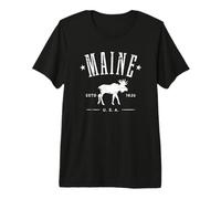 Maine USA with Moose Distressed Design Souvenir Premium T-Shirt