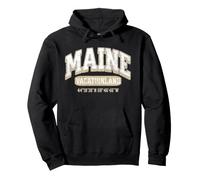 Maine Vacationland Coordinates Varsity Vintage Souvenir Pullover Hoodie