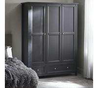 Maine Wardrobe - 3 Door - 2 Drawer - Black