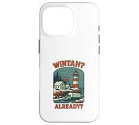 Maine Winter Humor Retro Wintah? Already? Lighthouse Moose Case for iPhone 16 Pro