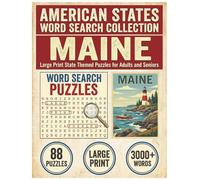 Maine Word Search Puzzle Book: Large Print State Themed Puzzles for Adults and Seniors: Explore Local Cities, History, Facts and Public Art & Statues ... (American States Word Search Collection)