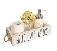 MAINEVENT Nice Butt Bathroom Decor Box, One Box with Print on 2 Sides Farmhouse Rustic Decor Toilet/Bathroom Box Toilet Organizer/Paper Box, Hello Sweet Cheeks Bathroom Box, White