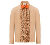 Mainfini Arvilhill Men's Costume 2 Piece Set Halloween Party Adult Cosplay Funny Outfit Blue 90s Movie Top With Bow Tie Ruffle Front Lace Trim S