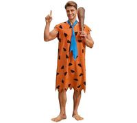 Mainfini Caveman Family Cave Costume Set for Tall Adult Men Cave Man Outfit with Classic Tunic Inflatable Bat Tie Funny Halloween Party Roleplay Acting M