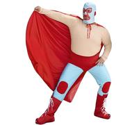 Mainfini Halloween Costume for Men Adult Nacho Libre Outfit Full Set Deluxe Big Tall Plus Size Cosplay Man Suit Wrestling Party Costume Contest 3XL