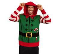 Mainfini Men Christmas Elf Jumper Funny Hoodies Novelty Tacky Hooded Naughty Xmas Adult Pulover Elf S