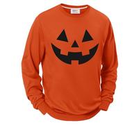 Mainfini Men Pumpkin Sweatshirt Funky Halloween Crewneck Hoodie Ribbed Cuffs Orange Jack O Lantern Pullover S