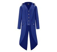Mainfini Men Renaissance Frock Coat Steampunk Tailcoat Jacket Blue Coat Medieval Gothic Button Jacket The Beat Tuxedo L