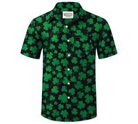 Mainfini Men St Patricks Day Shirt Irish Pub Hub Collared Shirt Graphic Print Top L