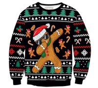 Mainfini Men Ugly Christmas Pullover Crewneck Sweater Holiday Jumpers 2024 Naughty Idea Sweatshirts Gingerbread Cookies XL