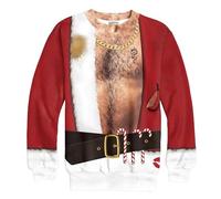 Mainfini Men Ugly Christmas Pullover Ugly Jumpers Festival Sweater Naughty Idea Pullover Sweatshirts Funny Chest Hair XXL