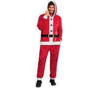 Mainfini Men Ugly Costume Adult Vacation Jumpsuit Naughty Idea Outfit Tacky Fleece Onesie Santa Claus S