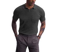 Mainfini Mens Casual 1960s Vintage Knit Shirt Retro Standard Fit Knitted Polo Shirt L