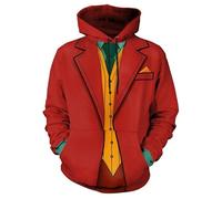 Mainfini Men's Funky Halloween Sweatshirt Dark Comedian Costume Drawstring Hoodies Funky 3D Joker Hoodies XL