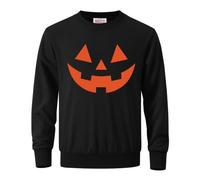 Mainfini Men's Halloween Pumpkin Sweatshirt Scary Skeleton Pullover Shirt | Halloween Jumper, Jack O' Lantern, Horror Skull, Screaming Ghost Face, Ribbed Crewneck, Long Sleeve, Fall, Adult, S-3XL