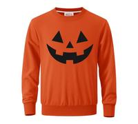 Mainfini Men's Halloween Pumpkin Sweatshirt Scary Skeleton Pullover Shirt | Halloween Jumper, Jack O' Lantern, Horror Skull, Screaming Ghost Face, Ribbed Crewneck, Long Sleeve, Fall, Adult, S-3XL