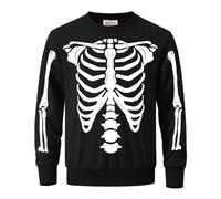 Mainfini Men's Halloween Pumpkin Sweatshirt Scary Skeleton Pullover Shirt | Halloween Jumper, Jack O' Lantern, Horror Skull, Screaming Ghost Face, Ribbed Crewneck, Long Sleeve, Fall, Adult, S-3XL