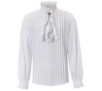 Mainfini Mens Halloween Ruffle Victorian Shirt Medieval Vampire Shirts | Long Sleeve, Ruffled Design, Button Down, Renaissance, Vintage, Steampunk, Pirate, Poet, Gothic, Cosplay, Polyester
