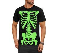 Mainfini Mens Halloween Shirt Adult Pumpkin T-Shirt Man Funny Novelty Costume Print Patterns Short Sleeve Ribbed Crewneck Glow in The Dark XXL