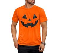 Mainfini Mens Halloween Shirt Novelty Print Patterns T-Shirt Adult Pumpkin Man Skeleton Funny Short Sleeve Crewneck Comfortable Party XXL
