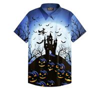 Mainfini Mens Pumpkin Button Shirt Funky Ugly Halloween Shirt XXL