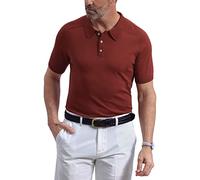 Mainfini Men's Short Sleeve Retro Sweater Polo 1960s Vintage Knitted Polo Shirt L