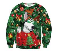 Mainfini Men's Ugly Christmas Jumper Funny Sweatshirts Hilarious Jumpers Man Pullover Tacky Sweater Xmas Pattern Husky XXL