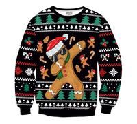 Mainfini Mens Ugly Christmas Sweatshirt Crewneck Sweater Holiday Jumpers 2024 Naughty Idea Sweatshirts Gingerbread Cookies XXL