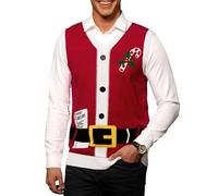 Mainfini Ugly Xmas Vest Santa Portrait Amusing Holiday Design Sleeveless V-Neck Hilarious Sweater Festive Party Outfit Red XL