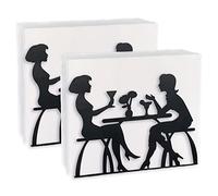 MAINFOR 2 Pcs Napkin Holders for Table, Black Farmhouse Kitchen Cocktail Dining Paper Napkin Holder, Stainless Steel Napkin Dispenser Holder (Women Theme)