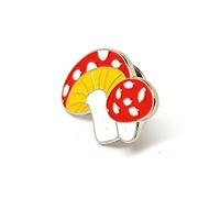 Mainly Metal Enamel Brooch in the Shape of Fairy Tales Mushrooms (Poisonous), beige