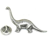 Mainly Metal Hand Cast Fine English Pewter Pin Badge Prehistoric Diplodocus Dinosaur (≈50mm)
