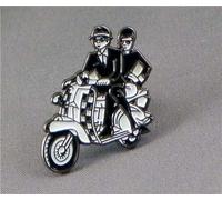 Mainly Metal Metal Enamel Pin Badge MOD Checkers Ska Scooter Riders (Chequer Pair) - Black and White