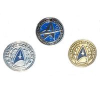 Mainly Metal THREE (3) Enamel Pin Badges Trek Fleet Command and Academy Shields (25mm) Federation of Planets USS Enterprise Ensign Logo