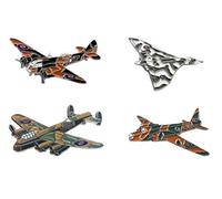 Mainly Metal ™ WW2 FOUR Enamel Pins (approx 30mm) Badge Brooch RAF Bombers Wellington Lancaster Bristol Blenheim Vulcan Plane Armed Forces Air Force Marine Military