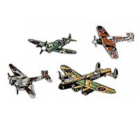 Mainly Metal ™ WW2 FOUR Enamel Pins (approx 30mm) Badge Brooch RAF Spitfire Lancaster Mosquito Hurricanee Plane Armed Forces Air Force Marine Military