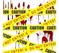 MAINOSHY 2Roll Halloween Caution Tapes, Self-adhesive Barricade Safety Tapes Halloween Hazard Warning Barrier Do Not Enter Tape for Haunted House Workplace Danger Areas