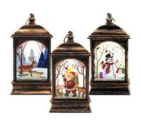 MAINOSHY 3Pcs Christmas Decorations Light Christmas Candle Lanterns with LED Tea Light Fireless Candles for Christmas Tree Xmas Home Decoration