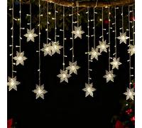 MAINOSHY Christmas Window Lights Indoor, 96LED 4M Snowflake String Lights Curtain Fairy Light with 8 Flashing Modes Xmas Decoration for Indoor Party Wedding Bedroom (Warm White)