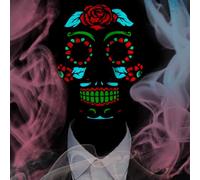 MAINOSHY Halloween LED Mask Day of the Dead Mask LED Glow Scary Light Up Masks with 3 Lighting Modes Horror Full Face Masks for Halloween Festival Party Carnival Costume