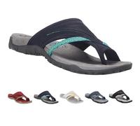 MAINPICK Women Orthopedic Sandals with Arch Support Flip Flops for Plantar,Sandals Flip Flops with Toe Ring Loop (blue,37)