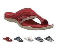 MAINPICK Women Orthopedic Sandals with Arch Support Flip Flops for Plantar,Sandals Flip Flops with Toe Ring Loop (red,37)
