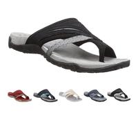 MAINPICK Women Orthopedic Sandals with Arch Support Flip Flops for Plantar,Sandals Flip Flops with Toe Ring Loop (black,35)